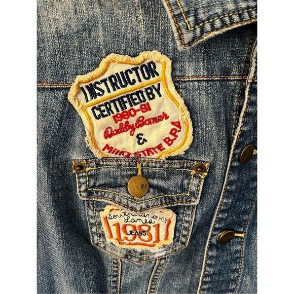 2.1 Denim Repair Shop Garage Patch Denim Jacket sz M EUC - Picture 4 of 8